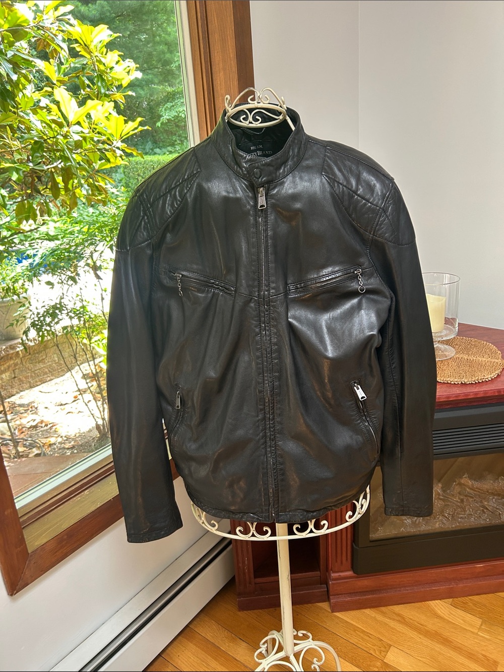 Lucky Brand Black Leather Bomber Jacket